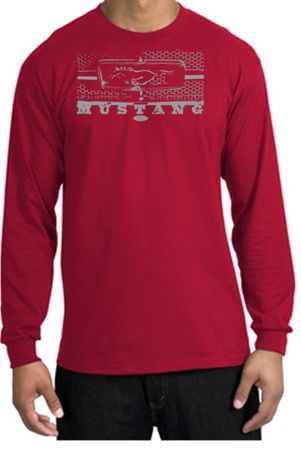Ford Mustang T-Shirt Legend Honeycomb Grille Long Sleeve Shirt Red