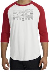Ford Mustang T-Shirt Legend Honeycomb Grille Raglan Tee White/Red