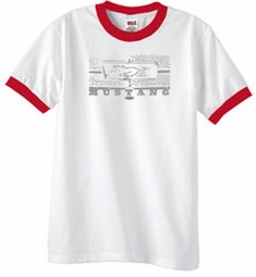 Ford Mustang T-Shirt Legend Honeycomb Grille Ringer Tee White/Red Ford Mustang T-Shirt Legend Honeycomb Grille Ringer Tee White/Red