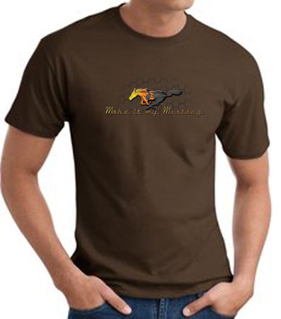 Ford Mustang T-shirt - Make It My Mustang Grill Adult Brown Tee Shirt