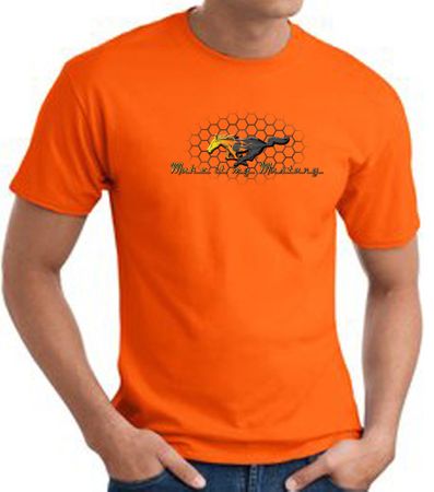 Ford Mustang T-shirt - Make It My Mustang Grill Adult Orange Tee Shirt