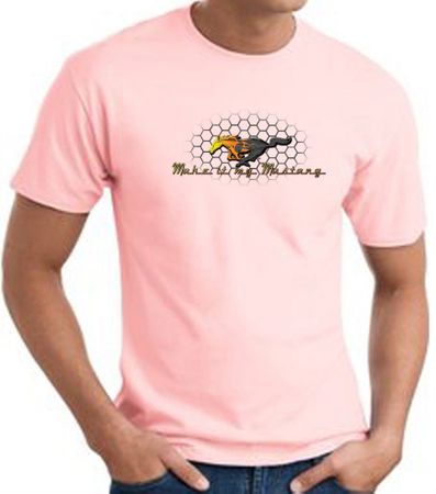 Ford Mustang T-shirt - Make It My Mustang Grill Adult Pink Tee Shirt