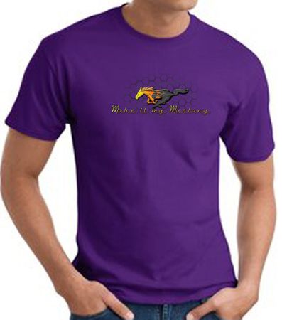 Ford Mustang T-shirt - Make It My Mustang Grill Adult Purple Tee Shirt