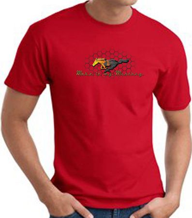Ford Mustang T-shirt - Make It My Mustang Grill Adult Red Tee Shirt