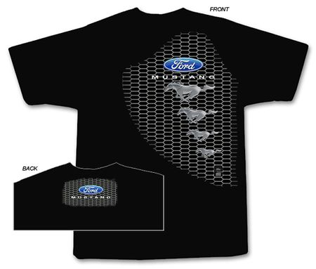 Ford Mustang T-Shirt - Mustang Grill Classic Hotrod Black Tee Shirt
