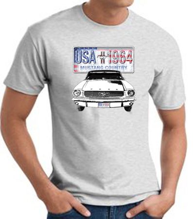 Ford Mustang T-Shirt - USA 1964 Country Adult Ash Tee Shirt