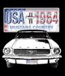 Ford Mustang T-Shirt - USA 1964 Country Adult Black Tee Shirt