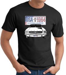 Ford Mustang T-Shirt - USA 1964 Country Adult Black Tee Shirt Ford Mustang T-Shirt - USA 1964 Country Adult Black Tee Shirt