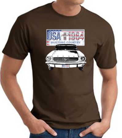 Ford Mustang T-Shirt - USA 1964 Country Adult Brown Tee Shirt
