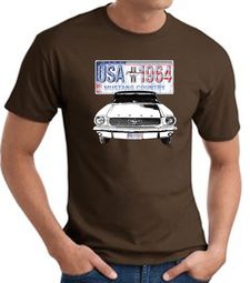 Ford Mustang T-Shirt - USA 1964 Country Adult Brown Tee Shirt Ford Mustang T-Shirt - USA 1964 Country Adult Brown Tee Shirt