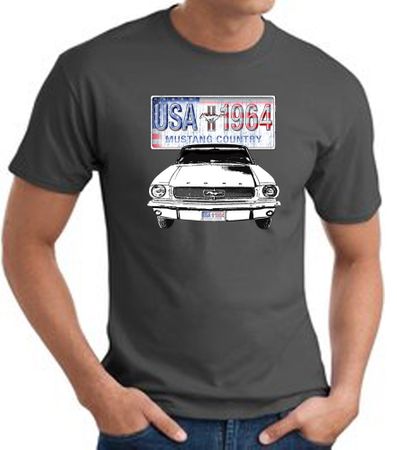 Ford Mustang T-Shirt - USA 1964 Country Adult Charcoal Tee Shirt