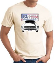 Ford Mustang T-Shirt - USA 1964 Country Adult Natural Tee Shirt Ford Mustang T-Shirt - USA 1964 Country Adult Natural Tee Shirt