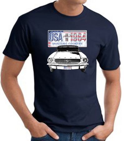 Ford Mustang T-Shirt - USA 1964 Country Adult Navy Tee Shirt