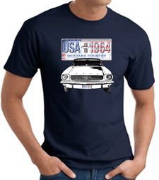 Ford Mustang T-Shirt - USA 1964 Country Adult Navy Tee Shirt Ford Mustang T-Shirt - USA 1964 Country Adult Navy Tee Shirt