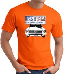 Ford Mustang T-Shirt - USA 1964 Country Adult Orange Tee Shirt Ford Mustang T-Shirt - USA 1964 Country Adult Orange Tee Shirt