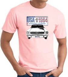 Ford Mustang T-Shirt - USA 1964 Country Adult Pink Tee Shirt Ford Mustang T-Shirt - USA 1964 Country Adult Pink Tee Shirt