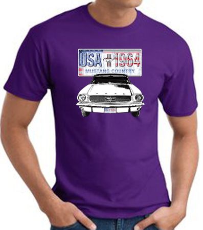 Ford Mustang T-Shirt - USA 1964 Country Adult Purple Tee Shirt