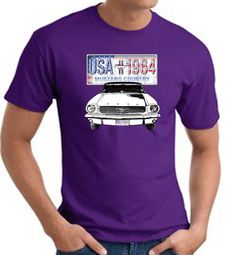 Ford Mustang T-Shirt - USA 1964 Country Adult Purple Tee Shirt Ford Mustang T-Shirt - USA 1964 Country Adult Purple Tee Shirt