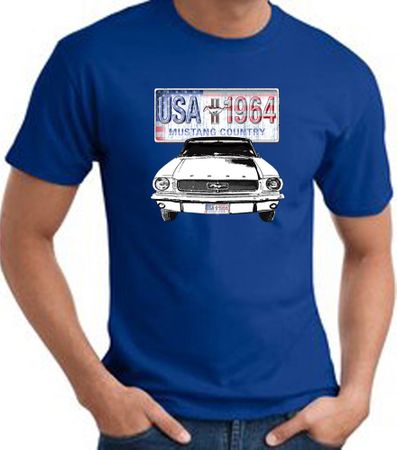 Ford Mustang T-Shirt - USA 1964 Country Adult Royal Tee Shirt