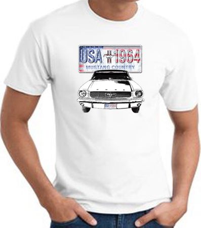 Ford Mustang T-Shirt - USA 1964 Country Adult White Tee Shirt