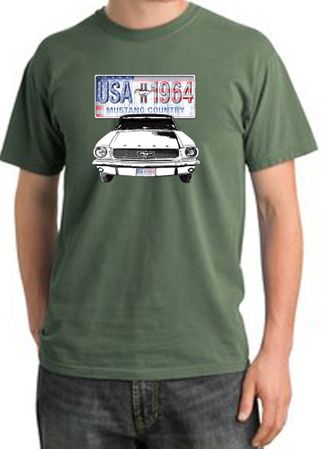 Ford Mustang T-Shirt USA 1964 Country Pigment Dyed Tee Olive