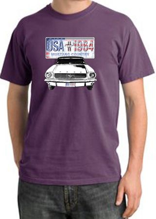 Ford Mustang T-Shirt USA 1964 Country Pigment Dyed Tee Plum