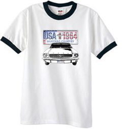 Ford Mustang T-Shirt USA 1964 Country Ringer Tee White/Black Ford Mustang T-Shirt USA 1964 Country Ringer Tee White/Black