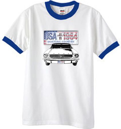 Ford Mustang T-Shirt USA 1964 Country Ringer Tee White/Royal