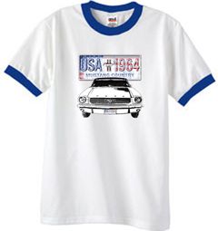 Ford Mustang T-Shirt USA 1964 Country Ringer Tee White/Royal Ford Mustang T-Shirt USA 1964 Country Ringer Tee White/Royal