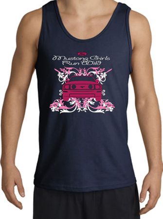 Ford Mustang Tank Top - Girls Run Wild Adult Navy Tanktop