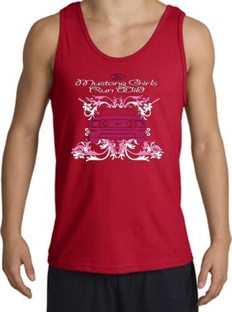 Ford Mustang Tank Top - Girls Run Wild Adult Red Tanktop