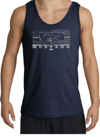 Ford Mustang Tank Top - Legend Honeycomb Grille Adult Navy Tanktop