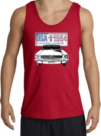 Ford Mustang Tank Top - USA 1964 Country Adult Red Tanktop