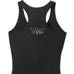 Ford Mustang with Grill Back Print Ladies Dry Wicking Racerback Tank