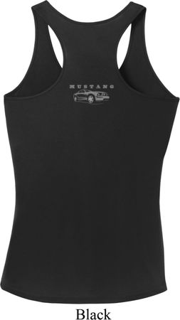 Ford Mustang with Grill Back Print Ladies Dry Wicking Racerback Tank
