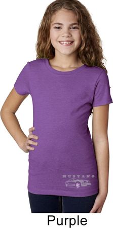 Ford Mustang with Grill Bottom Print Girls Purple Shirt
