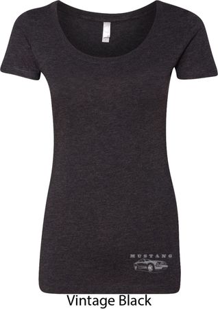 Ford Mustang with Grill Bottom Print Ladies Scoop Neck Shirt
