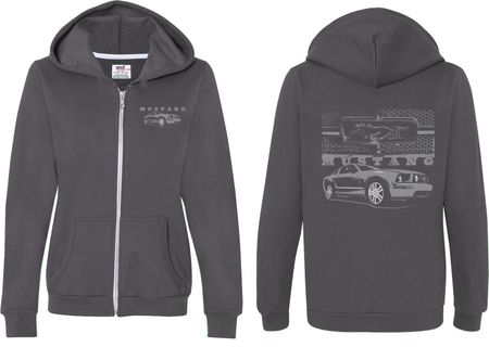 Ford Mustang with Grill (Front & Back) Ladies Full Zip Hoodie