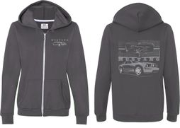 Ford Mustang with Grill (Front & Back) Ladies Full Zip Hoodie