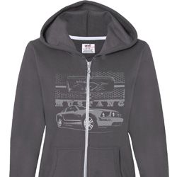 Ford Mustang with Grill Ladies Full Zip Hoodie Ford Mustang with Grill Ladies Full Zip Hoodie