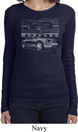 Ford Mustang with Grill Ladies Long Sleeve Shirt