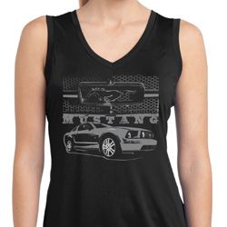 Ford Mustang with Grill Ladies Sleeveless Moisture Wicking Shirt Ford Mustang with Grill Ladies Sleeveless Moisture Wicking Shirt