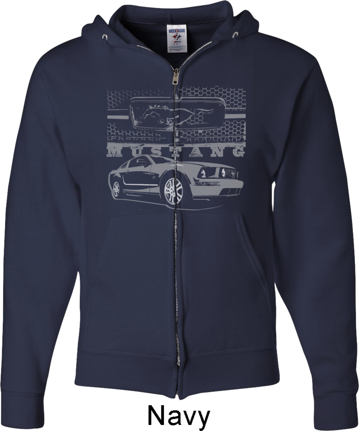 Ford Mustang with Grill Mens Full Zip Hoodie Mustang with Grill Mens