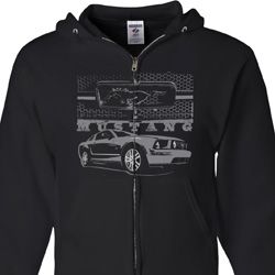 Ford Mustang with Grill Mens Full Zip Hoodie
