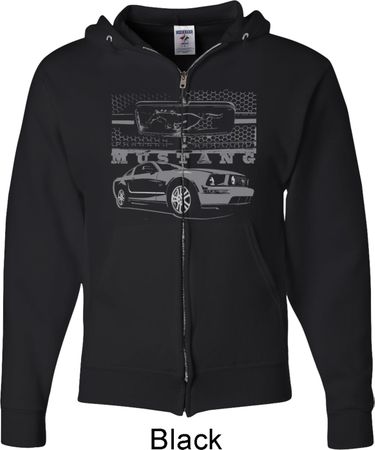 Ford Mustang with Grill Mens Full Zip Hoodie