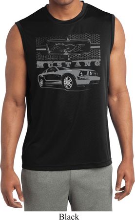 Ford Mustang with Grill Mens Sleeveless Moisture Wicking Shirt