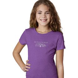 Ford Mustang with Grill Middle Print Girls Purple Shirt