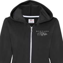 Ford Mustang with Grill Pocket Print Ladies Full Zip Hoodie Ford Mustang with Grill Pocket Print Ladies Full Zip Hoodie