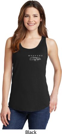 Ford Mustang with Grill Pocket Print Ladies Tank Top