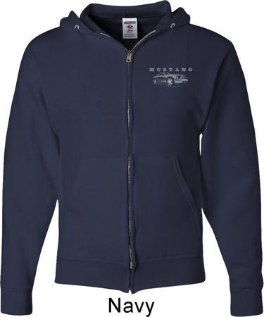 Ford Mustang with Grill Pocket Print Mens Full Zip Hoodie